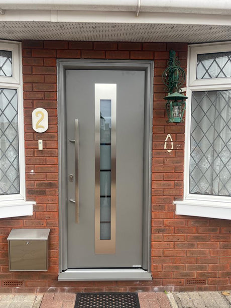 Hormann Thermo65 Style 750C (sand-blasted glass with 5 clear stripes) Door