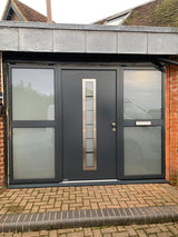 Hormann Thermo65 Style 700B (sand-blasted glass with 7 clear stripes) Door